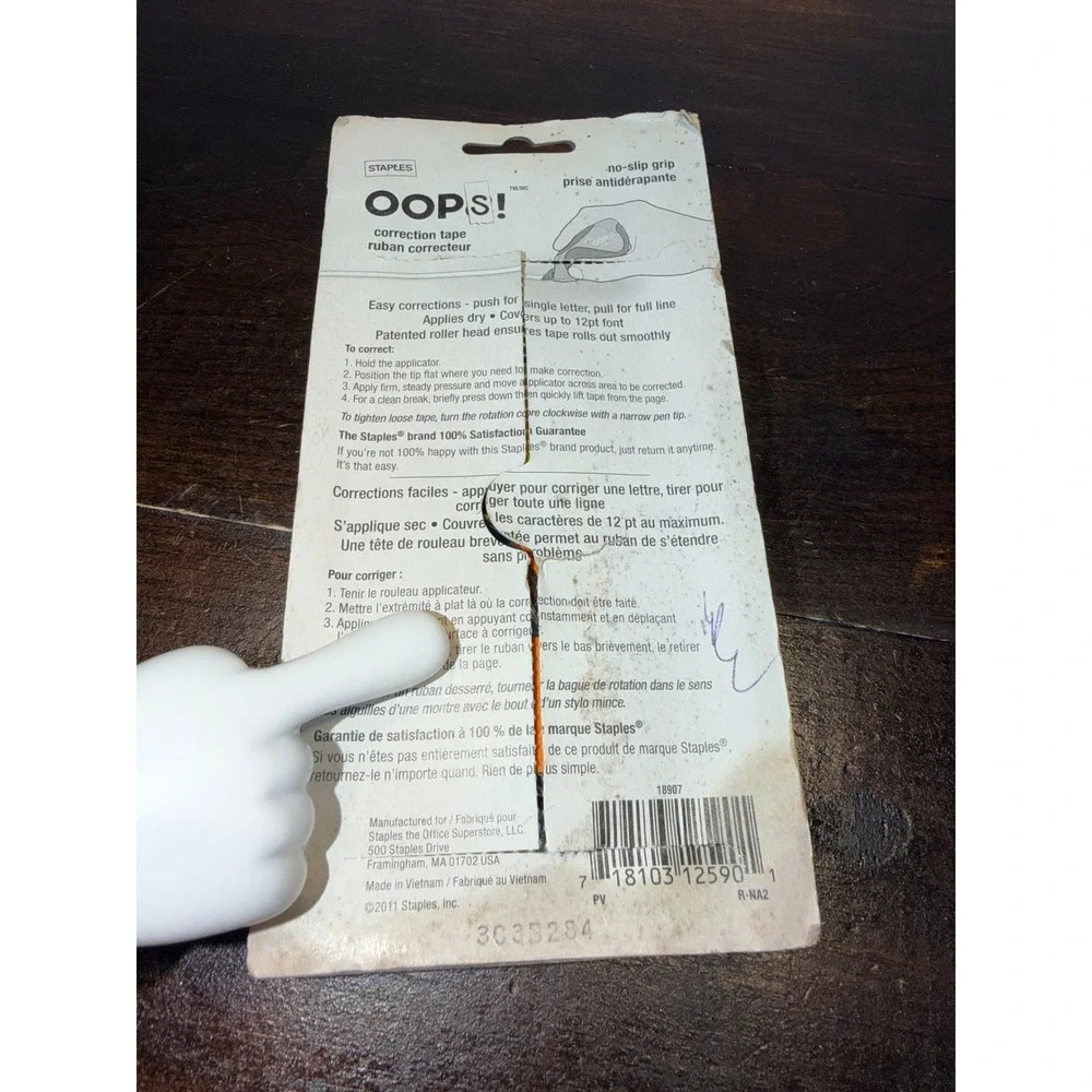 Staples Oops! Correction Tape Rewritable Grip Pack 2 Yellow Orange‎ 2011